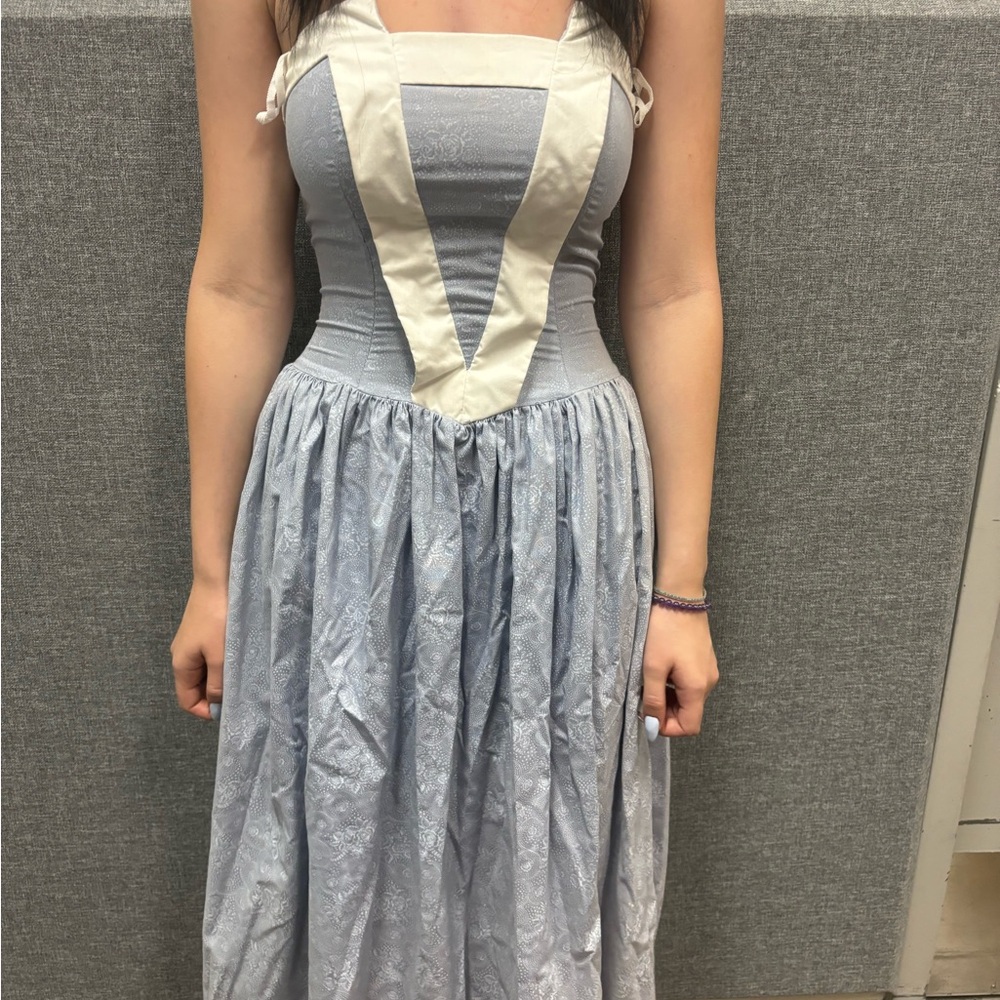 Elegant Blue and Cream Women's Dress